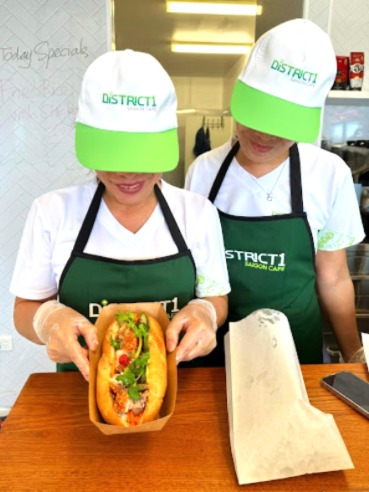 Our team preparing banh mi